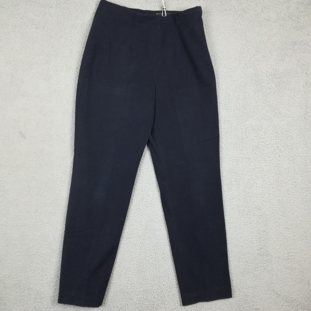 Eddie Bauer Womens Pants Trouser Tapered Navy Blue High‎ Rise Tall 10T